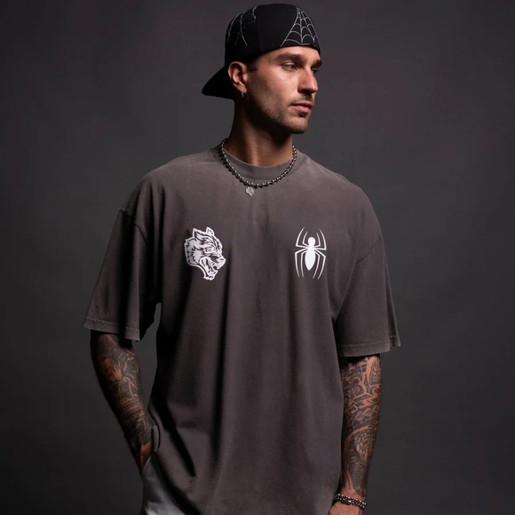 SPIDER-MAN'S WEB "PREMIUM" OVERSIZED TEE. Wolf gray. - Picture 5 of 6